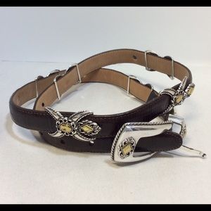 Brighton belt 40388 brown,silver/gold tones 36